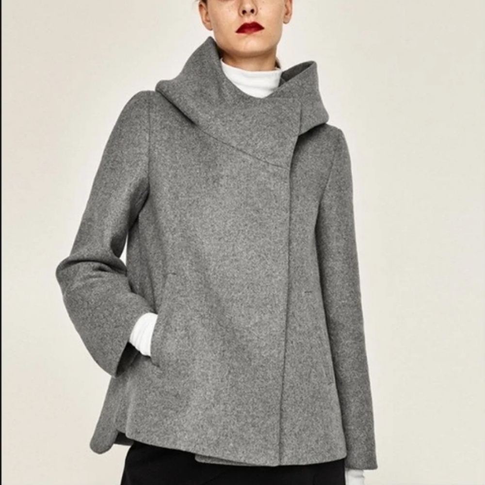 Last Chance Before Donating Zara Wrap Collar Coat - Picture 2 of 10